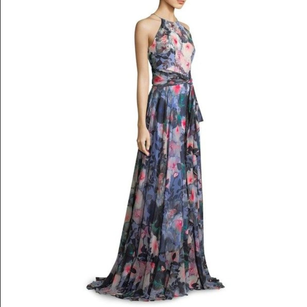 Badgley Mischka Floral Long Dress